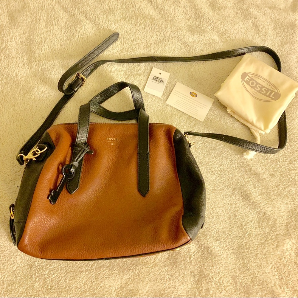 Fossil Sydney Satchel in Brown/Black